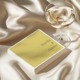 Servilleta De Papel Minimalista Amarillo Verano Boda Elegante Personal
