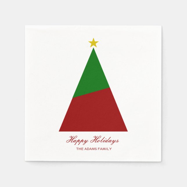 Servilleta De Papel Minimalista árbol de navidad rojo (Anverso)