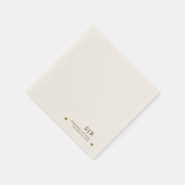 Servilleta de papel minimalista beige con dorado
