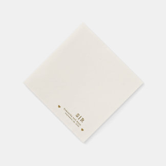 Servilleta de papel minimalista beige con dorado