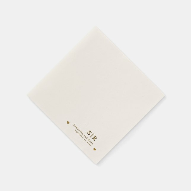 Servilleta de papel minimalista beige con dorado (Borde)