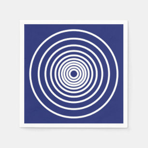 Servilleta De Papel Minimalista blanco azul marino círculos rayas patr