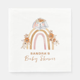 Servilleta De Papel Minimalista Boho Bunny Rainbow Floral Baby Shower