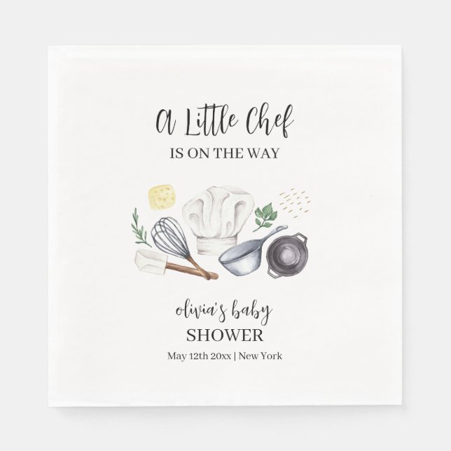Servilleta De Papel Minimalista Chef Moderno Baby Shower (Anverso)