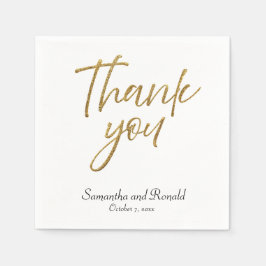 Servilleta De Papel Minimalista de oro y blanco Gracias Boda