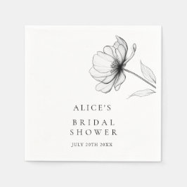 Servilleta De Papel Minimalista Elegante Dibujo Floral Despedida de So