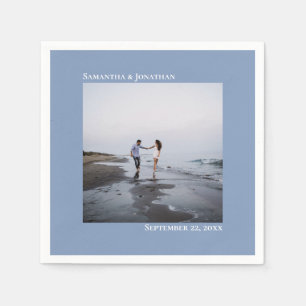 Servilleta De Papel Minimalista elegante y moderno foto de Boda azul t