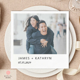 Servilleta De Papel Minimalista Foto Sencillo Elegante Boda Moderno