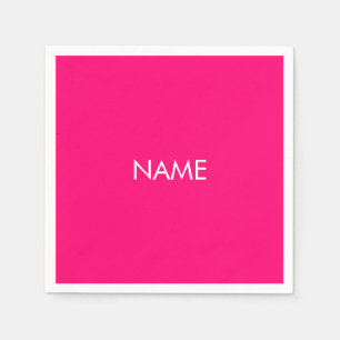 Servilleta De Papel Minimalista fuchsia rosa caliente texto de nombre