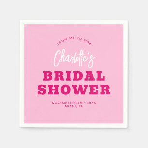 Servilleta De Papel Minimalista guión ducha de novia rosa caliente est