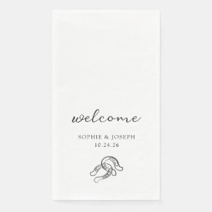 Servilleta De Papel Minimalista Herradura   Boda en Blanco y Negro