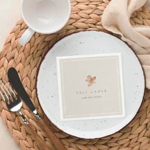 Servilleta De Papel Minimalista hoja de otoño "Cae en amor" Baby Showe