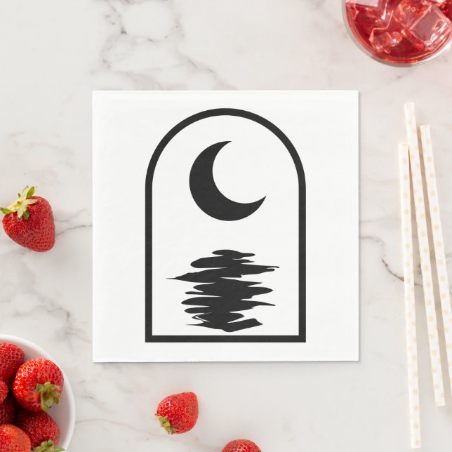 Servilleta De Papel Minimalista Luna y Agua Celestiales (In situ)