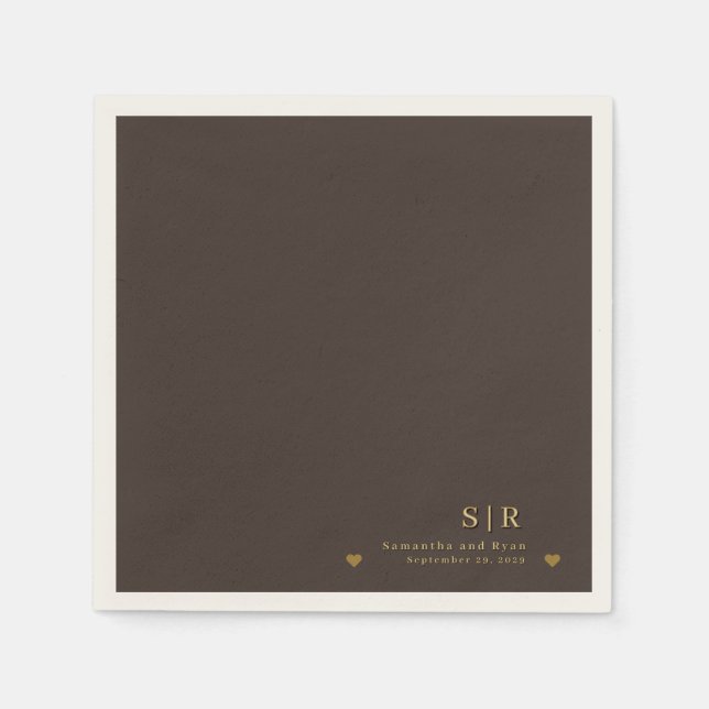 Servilleta de papel minimalista marrón oscuro con  (Anverso)