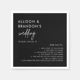 Servilleta De Papel Minimalista moderno Boda negro divertido datos pañ