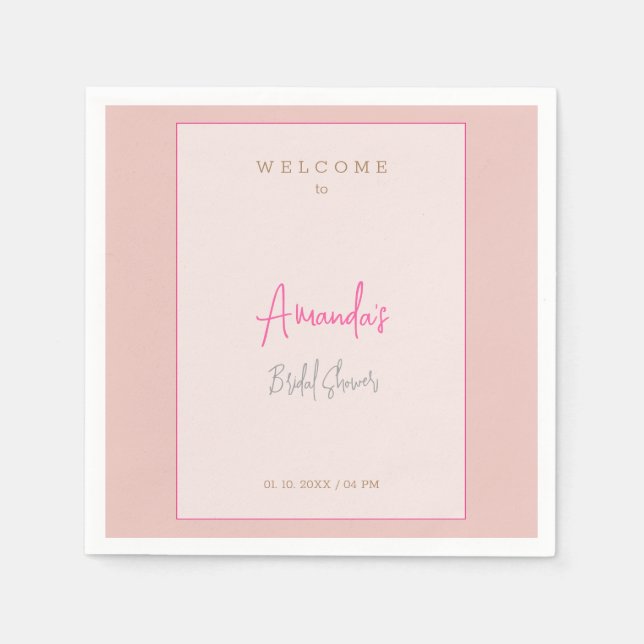 Servilleta De Papel Minimalista Moderno Bridal Shower Lindo  (Anverso)