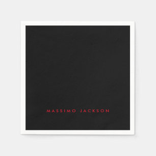 Servilleta De Papel Minimalista Moderno Negro Rojo Profesional Tu Nomb