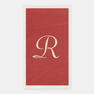 Servilleta De Papel Minimalista monogramado rojo y crema elegante