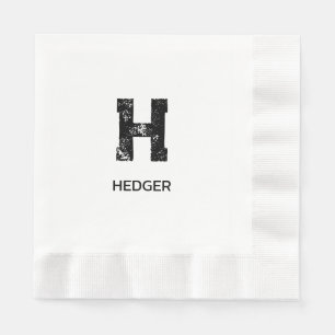SERVILLETA DE PAPEL MINIMALISTA NEGRA MONOGRAMA DE UNA LETRA NOMBRE BL