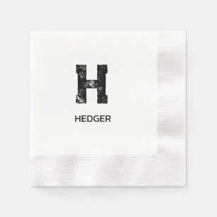 SERVILLETA DE PAPEL MINIMALISTA NEGRA MONOGRAMA DE UNA LETRA NOMBRE BL