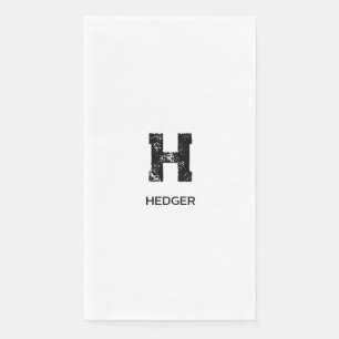 SERVILLETA DE PAPEL MINIMALISTA NEGRA MONOGRAMA DE UNA LETRA NOMBRE BL