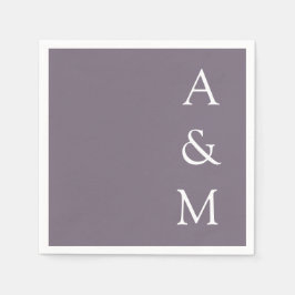 Servilleta De Papel Minimalista negrita Monograma Boho Dusty Boda Púrp