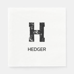 SERVILLETA DE PAPEL MINIMALISTA NEGRO MONOGRAMA DE UNA LETRA NOMBRE BL