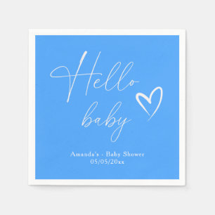 Servilleta De Papel Minimalista Simple Azul Hola Bebé