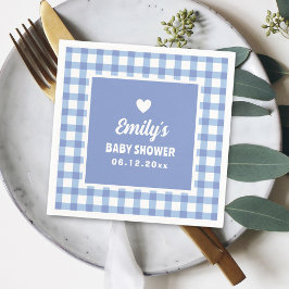 Servilleta De Papel Minimalista simple Blue Gingham Boy Baby Shower