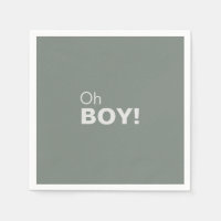 Minimalista Verde Formal Oh Boy Baby Shower