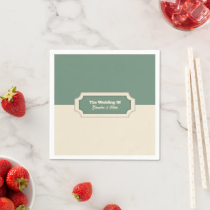 Servilleta De Papel Minimalista Verde Salvia y Crema Formal