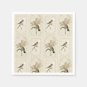 Servilleta De Papel Minimalista Vintage Lily Bird Elegante Antiguo