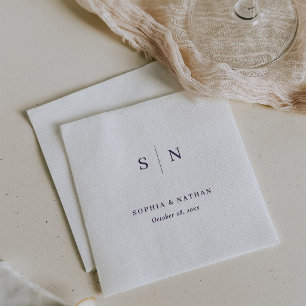 Servilleta De Papel Minimalista y Chic Boda Blanca y Morada