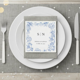 Servilleta De Papel Minimalista y elegante azul floral chic