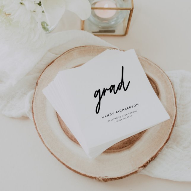 Servilleta De Papel Minimalistic Black & White Script Graduation Party (Subido por el creador)