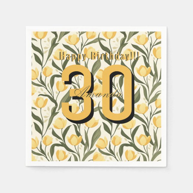 Servilleta De Papel Minimalistic Tulip Themed Birthday Event (Anverso)