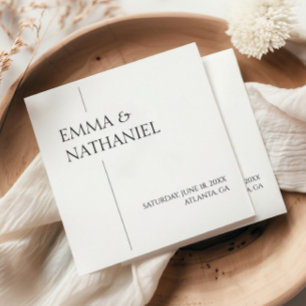 Servilleta De Papel Mínimo Minimalista Simple Boda Negra Blanca
