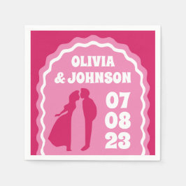 Servilleta De Papel Mínimo Moderno Arco ondulado Retro Magenta Rosa Fe