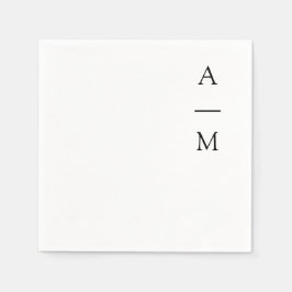 Servilleta De Papel Mínimo Monograma Boda de Moda de moda Blanco negro