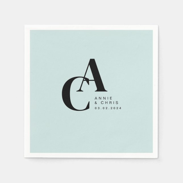 Servilleta De Papel Mínimo, monograma, letra de escritura a mano, Boda (Anverso)