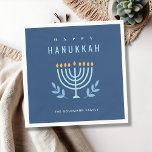Servilleta De Papel Mínimo Simple Azul Menorah Velas Felices Hanukkah<br><div class="desc">Si necesitas más personalización,  por favor,  no dudes en enviarme un mensaje a yellowfebstudio@gmail.com.</div>