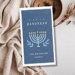 Servilleta De Papel Mínimo Simple Azul Menorah Velas Felices Hanukkah<br><div class="desc">Si necesitas más personalización,  por favor,  no dudes en enviarme un mensaje a yellowfebstudio@gmail.com.</div>