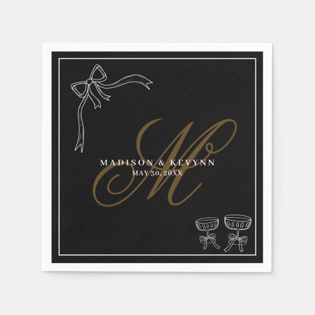 Servilleta De Papel Mínimo y Chic | Servilletas de Boda con Lazo (Anverso)