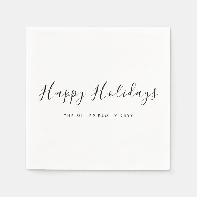 Servilleta De Papel Mínimo y Chic | Servilletas Felices Fiestas (Anverso)
