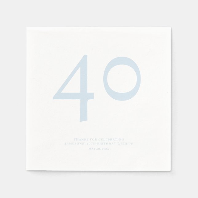 Servilleta De Papel Mínimo y Moda 40.º Fiesta de cumpleaños (Anverso)