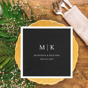 Servilleta De Papel Mínimo y Moda Boda blanco y negro