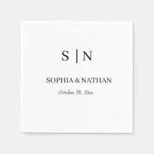 Servilleta De Papel Mínimo y Moda   Boda blanco y negro