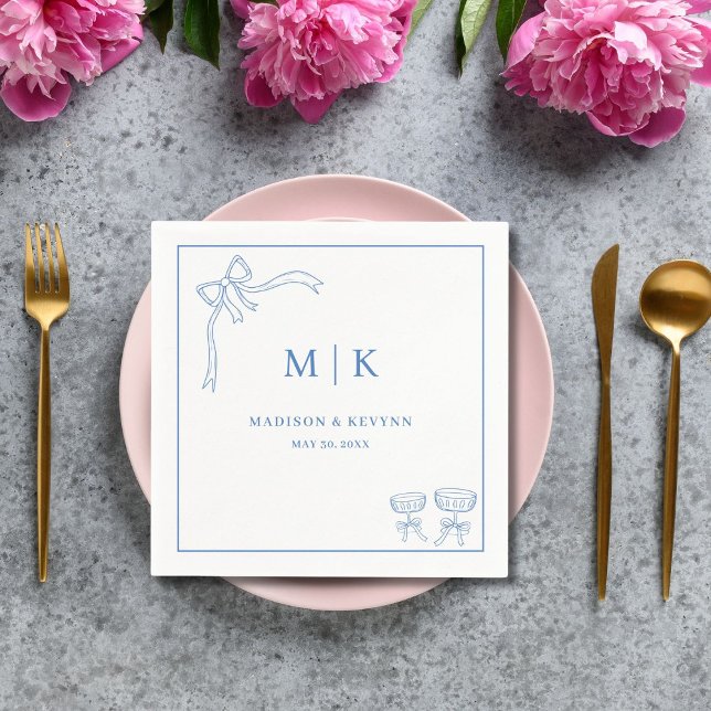 Servilleta De Papel Mínimo y Moda | Bow Boda Napkins (Subido por el creador)