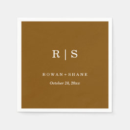 Servilleta De Papel Mínimo y Moda | Napkin Boda marrón con blanco