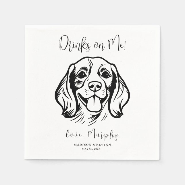 Servilleta De Papel Mínimo y Moda | Napkins Boda de perro (Anverso)